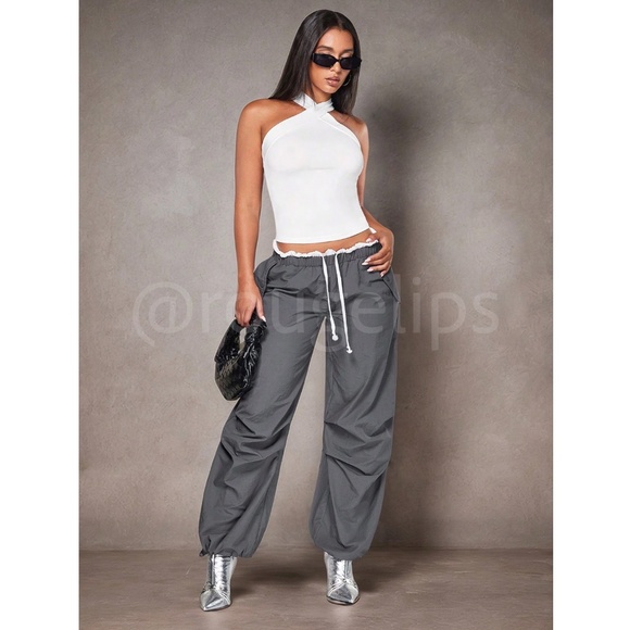 White Halter Tank Top Criss Cross Slim Fit - Picture 7 of 8